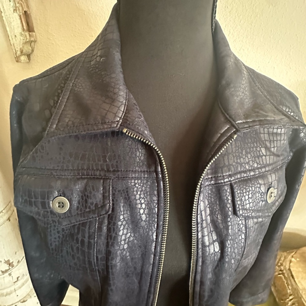 Ruby Rd Blue Leather Jacket Classic Elegance - image 4